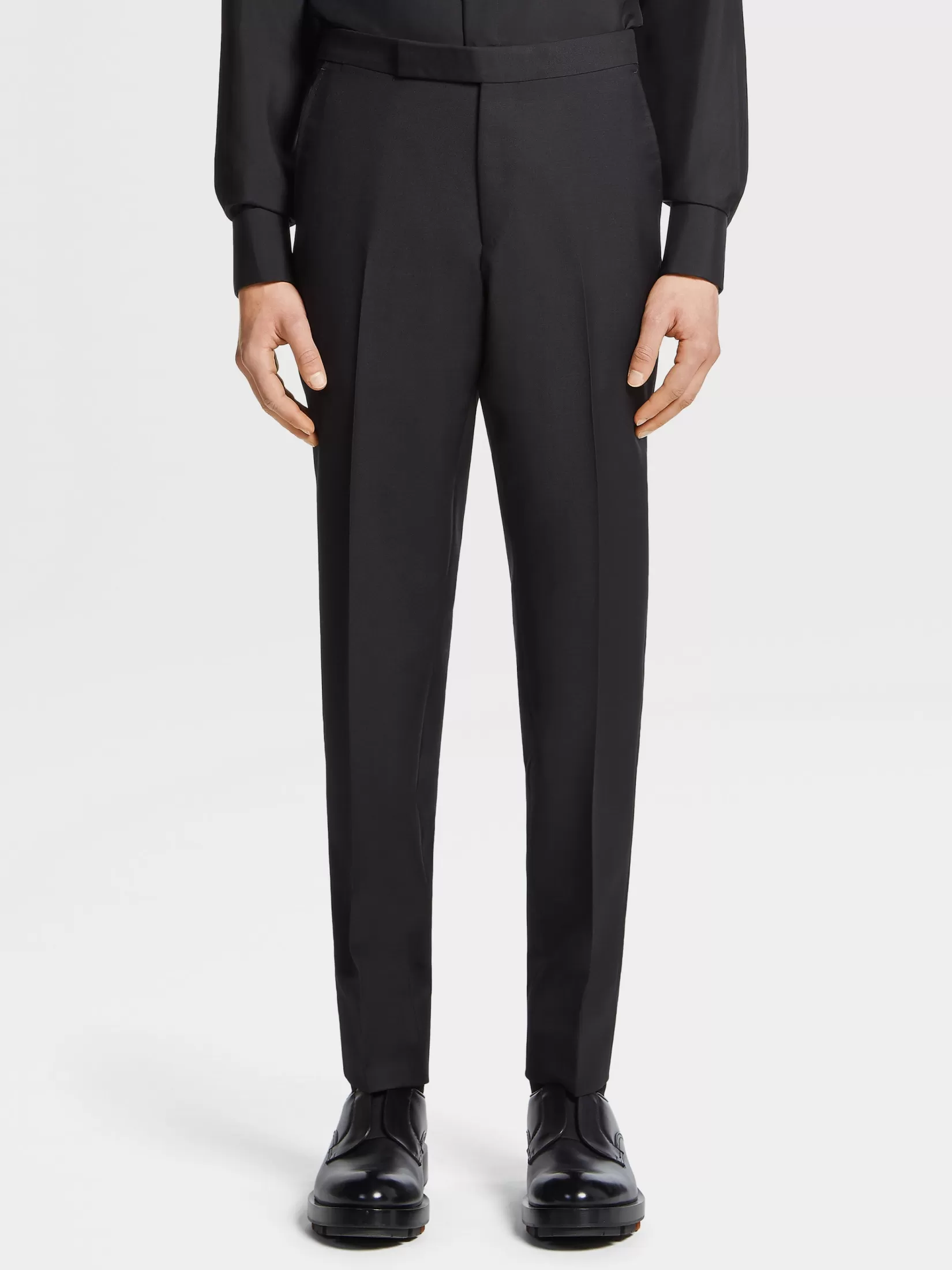 ZEGNA Pants<Wool and Mohair Evening Pants Black