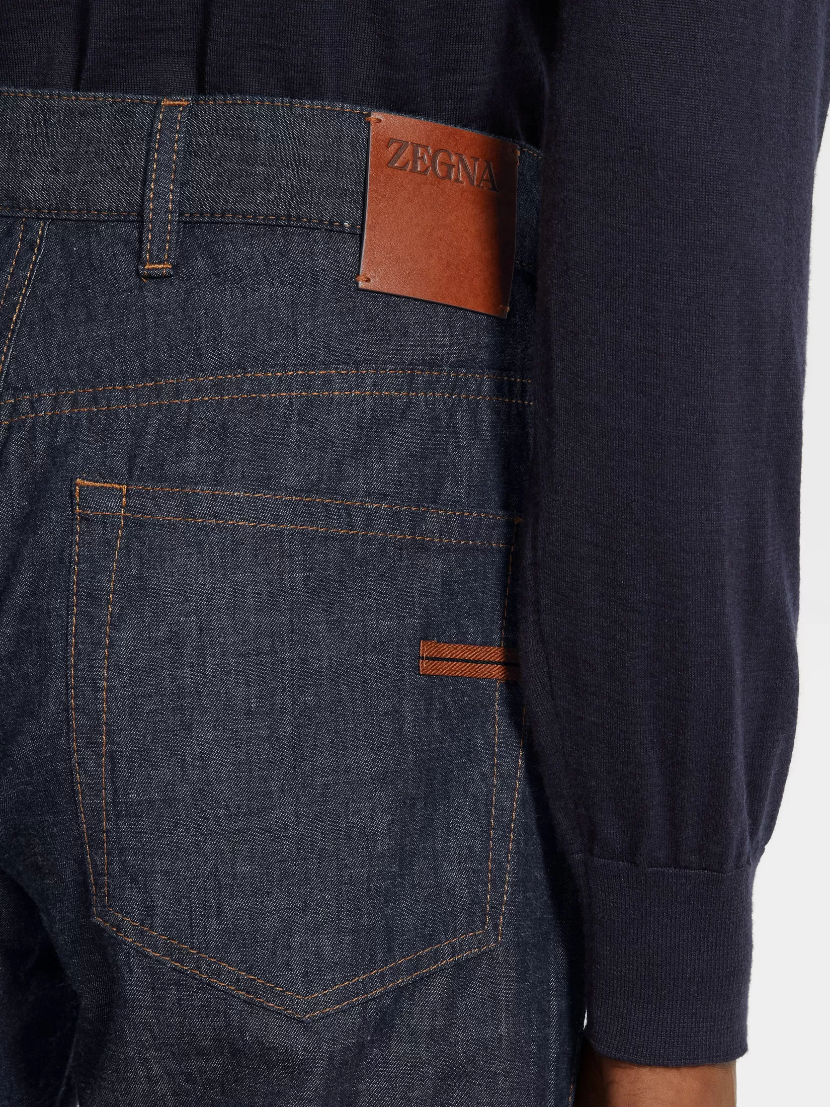 ZEGNA Jeans<Dark Blue Rinse-washed Cotton and Linen Roccia Jeans DarkBlue
