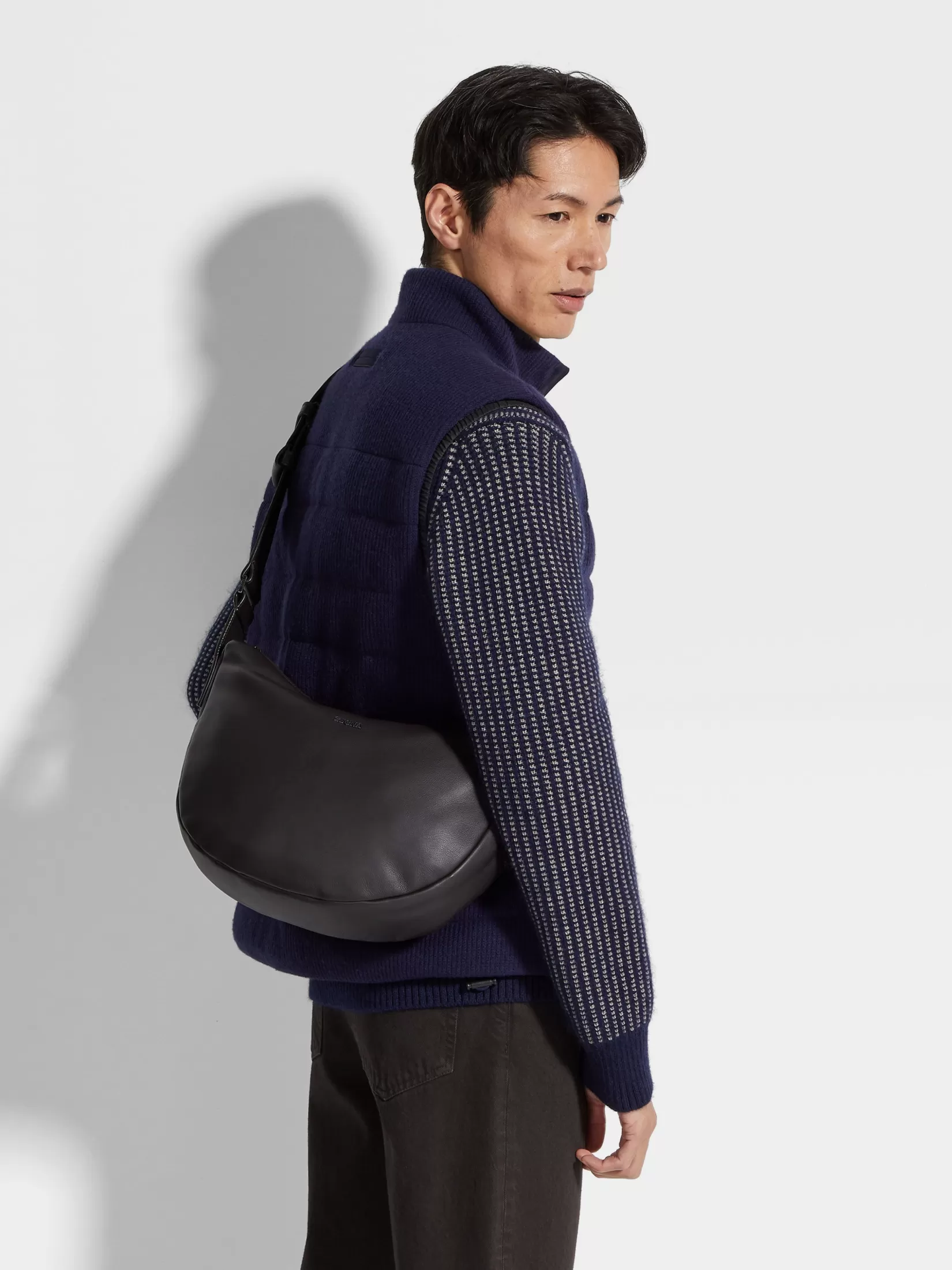 ZEGNA Travel In Style | Bags And Wallets<Dark Brown SECONDSKIN Hobo Panorama Micro Bag DarkBrown