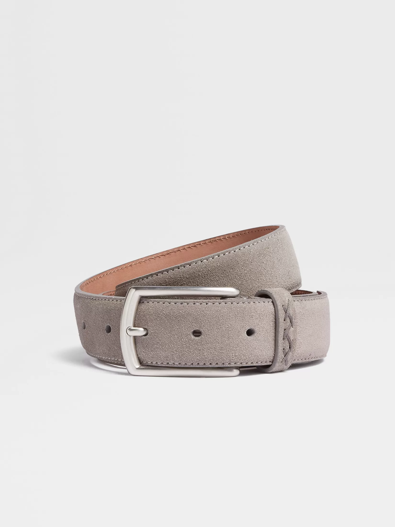 ZEGNA Belts<Grey Mélange Suede Belt GreyMélange