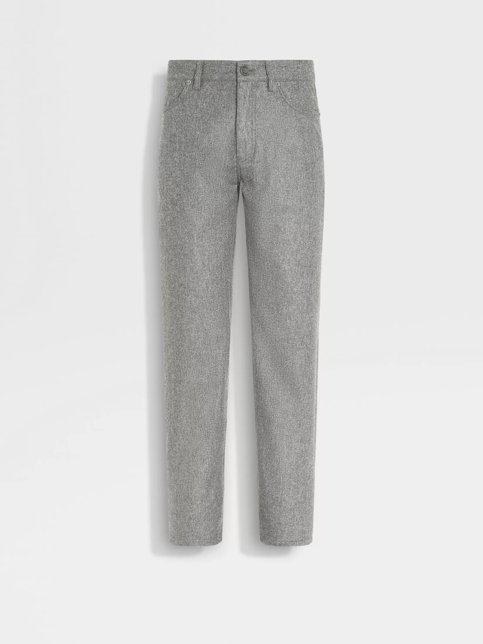 ZEGNA Jeans<Grey Mélange Wool and Cashmere Roccia Pants GreyMélange