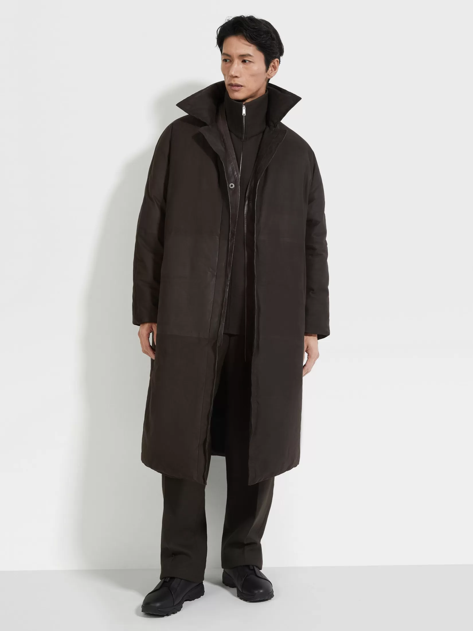 ZEGNA Jackets And Coats<Leather Coat DarkBrown