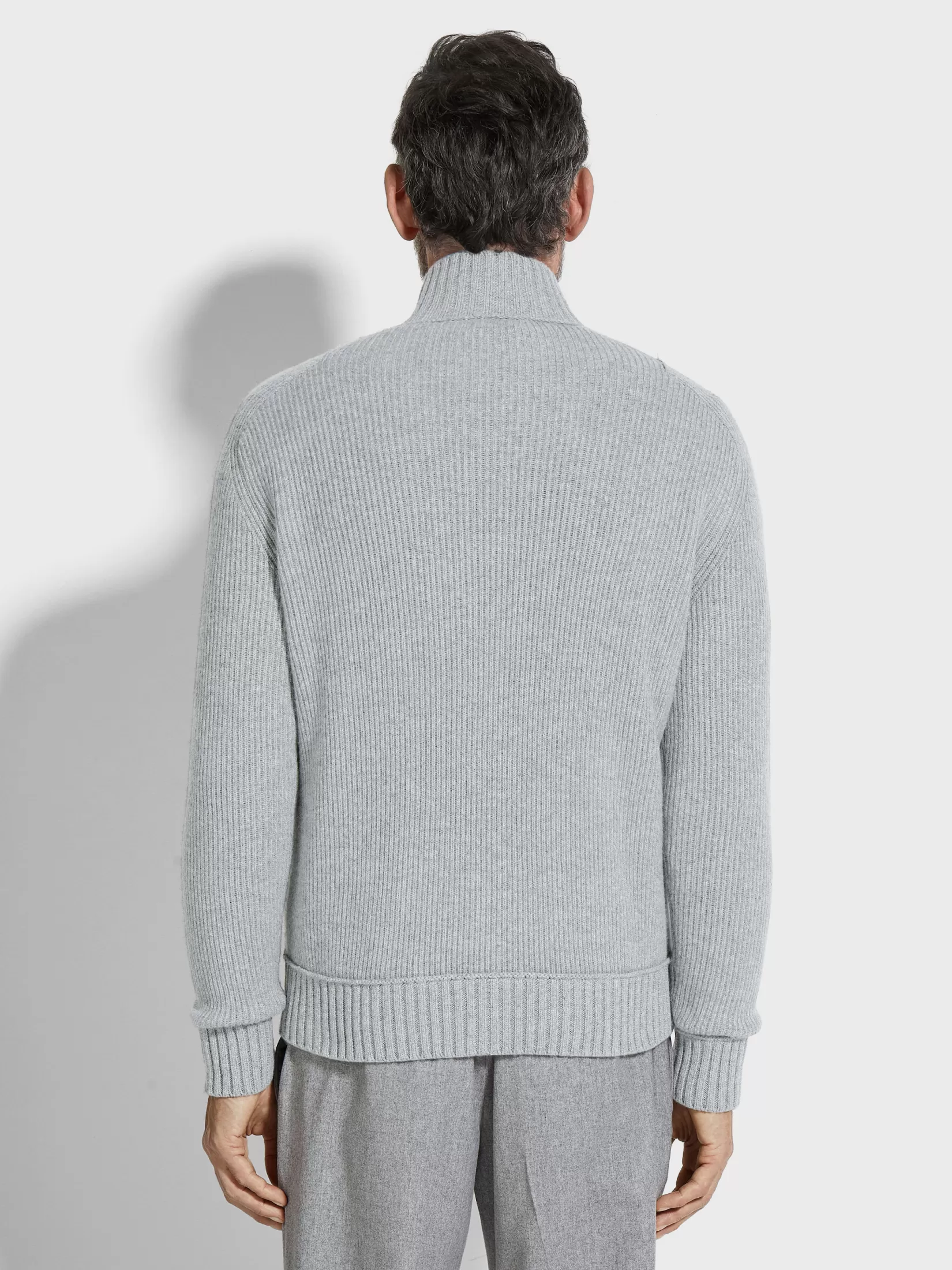ZEGNA Sweaters<Light Grey and Grey Mélange Oasi Cashmere Full Zip Cardigan LightGrey/GreyMélange