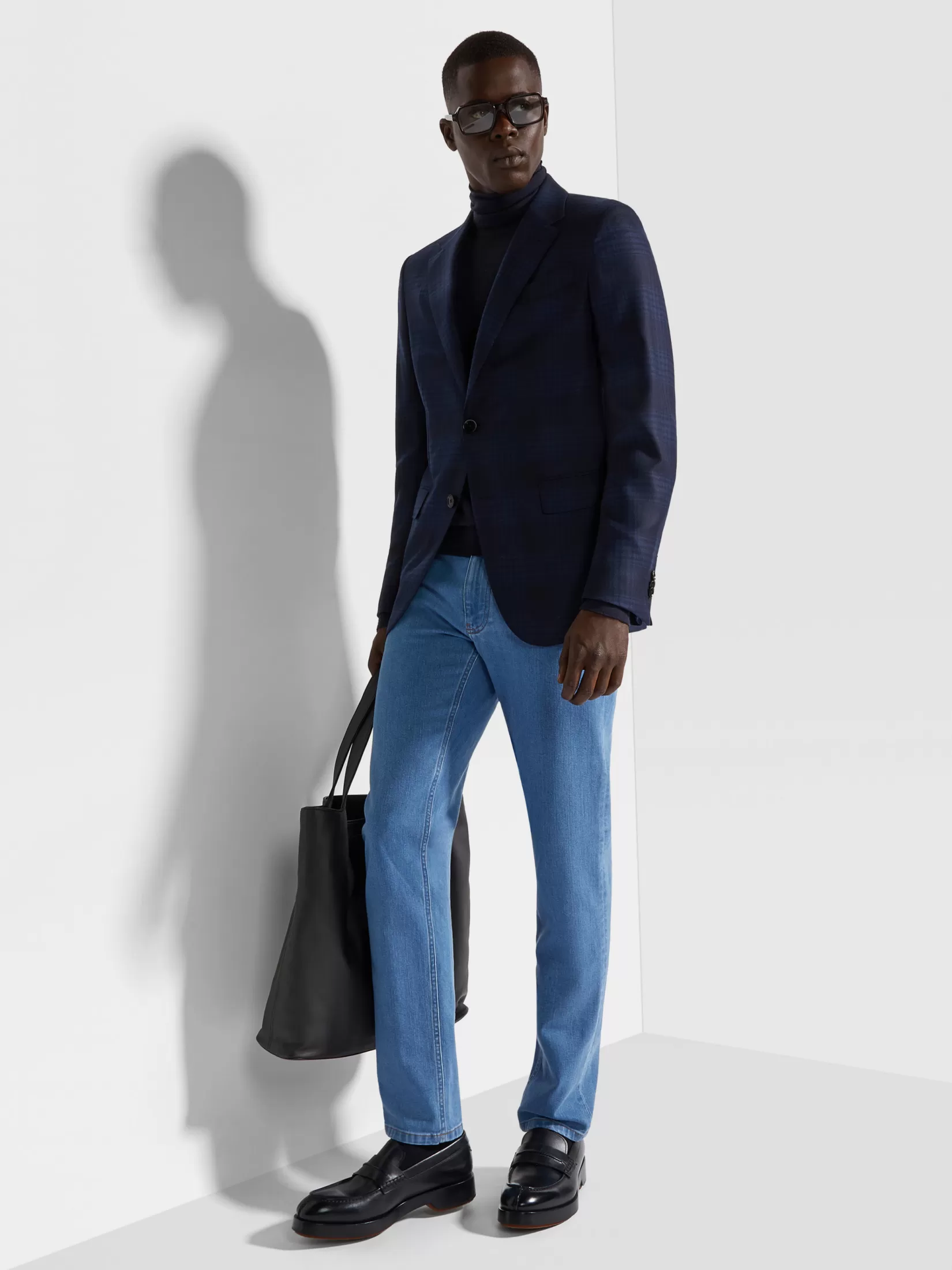 ZEGNA Blazers<Navy Blue and Blue 15milmil15 Wool Jacket NavyBlue/Blue