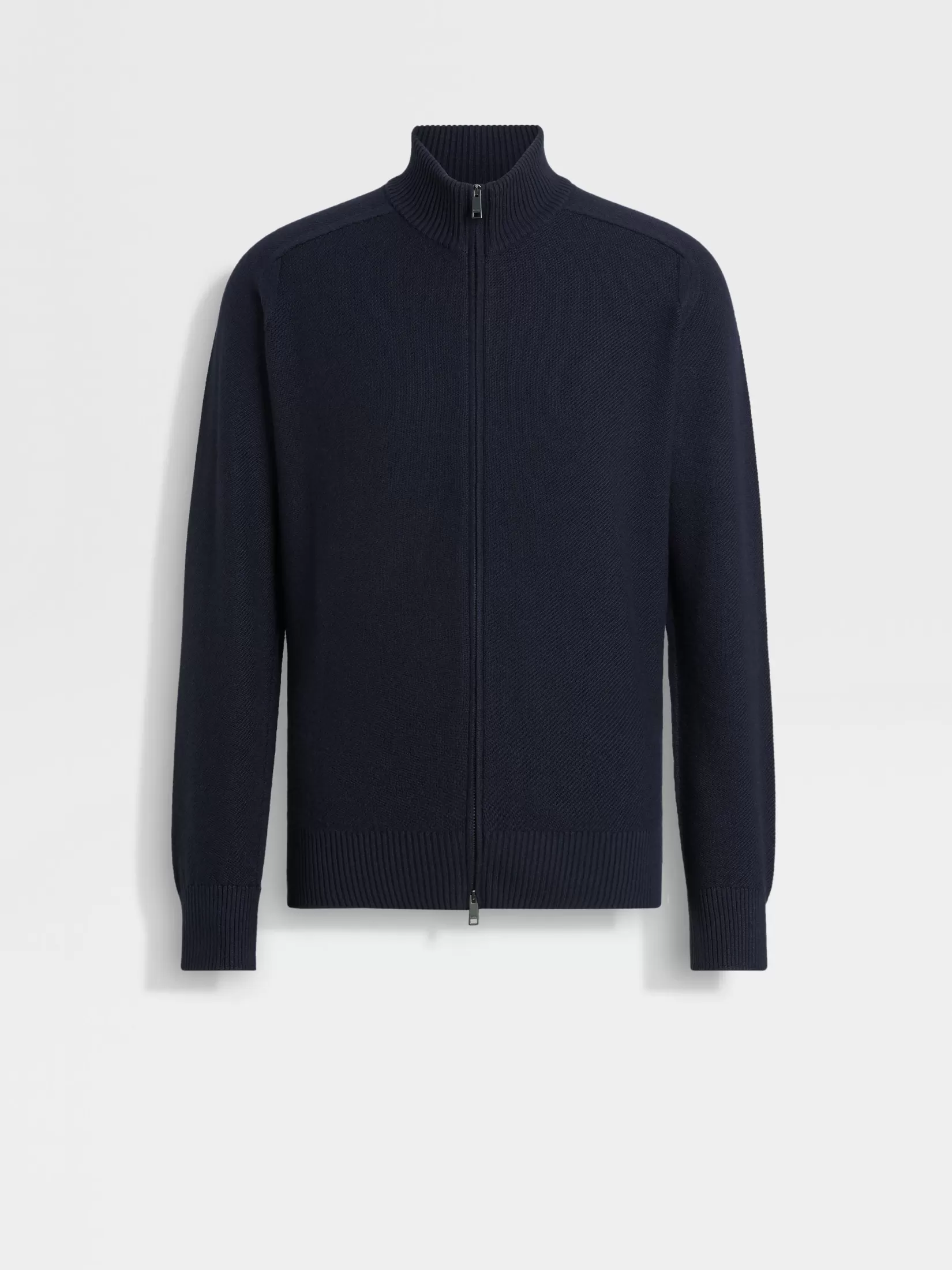 ZEGNA Sweaters<Navy Blue Cashseta Full Zip Cardigan NavyBlue