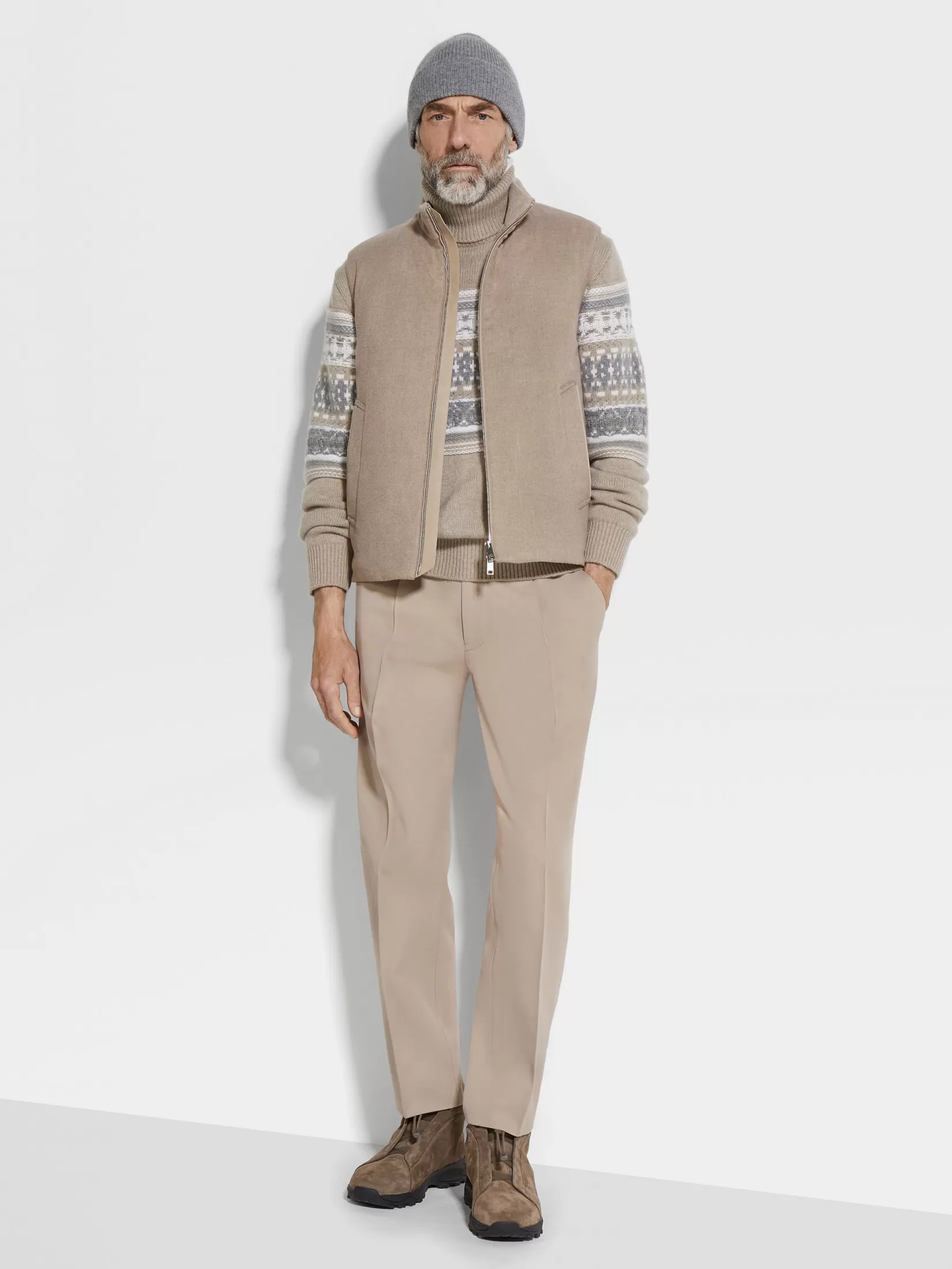 ZEGNA Travel In Style | Down Jackets<Oasi Cashmere Elements Vest LightTaupe