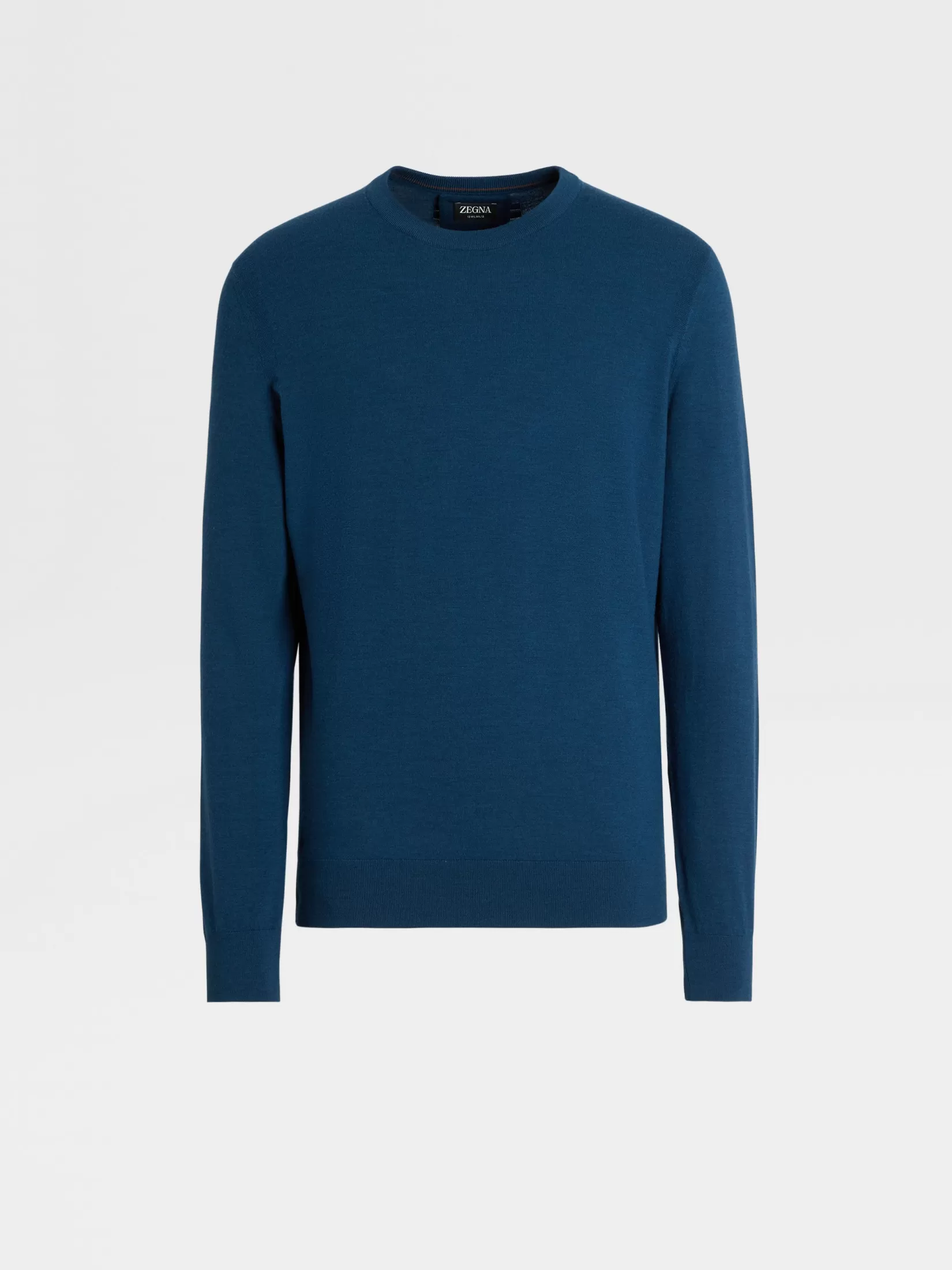 ZEGNA Sweaters<Teal Blue 12milmil12 Wool Crewneck TealBlue